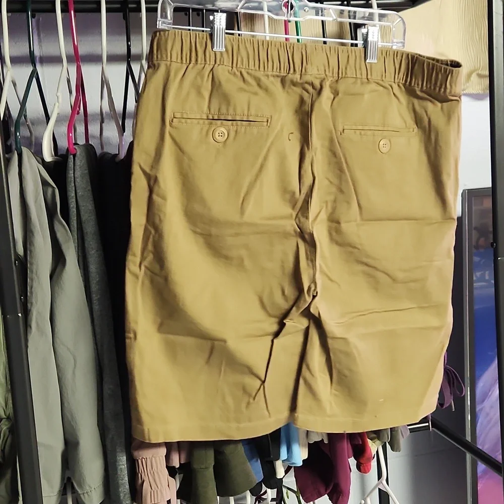Men's Tan Drawstring Shorts - Picture 2 of 4